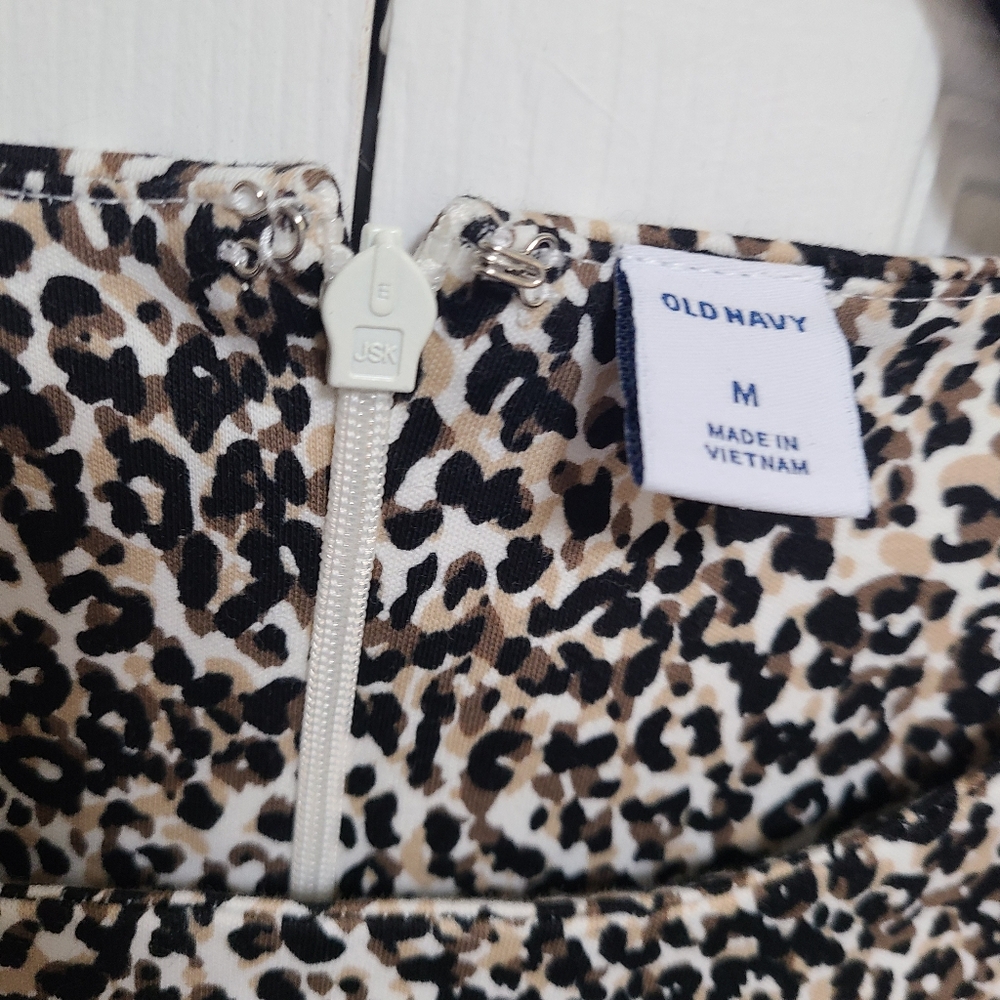 Old Navy leopard print 3/4 sleeve stretch cotton dress women's‎ M NWT office - Picture 11 of 15